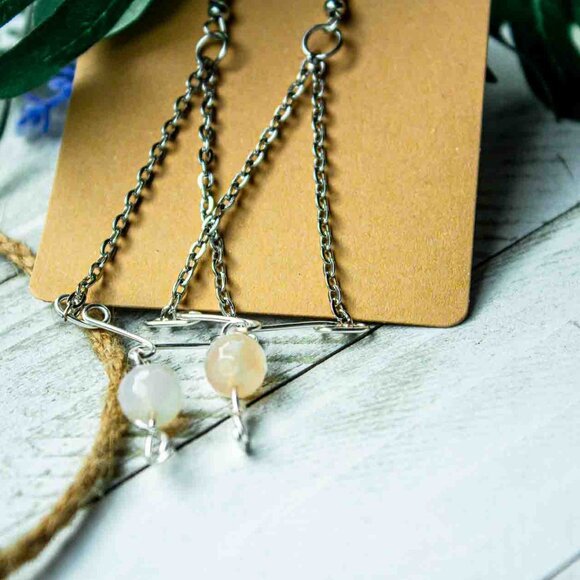 Triangle Chain Dangle Earrings with Stainless Steel Chain - Picture 11 of 13